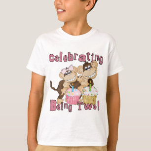 Pink Party Monkey 2e Anniversaire Tshirts et cadea