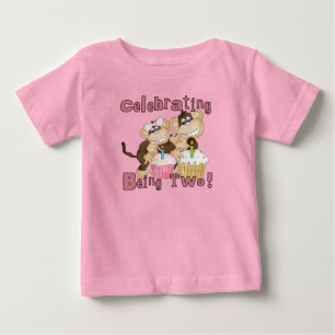 Pink Party Monkey 2nd Birthday Tshirts and Gifts