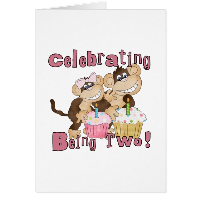 Pink Party Monkey 2nd Birthday Tshirts and Gifts (Front)
