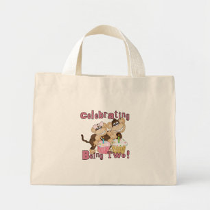 Pink Party Monkey 2nd Birthday Tshirts and Gifts Mini Tote Bag