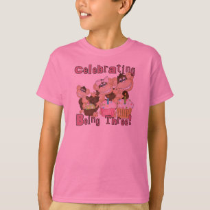 Pink Party Monkey 3e Anniversaire Tshirts et cadea