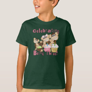 Pink Party Monkey 3rd Birthday Tshirts and Gifts