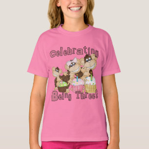 Pink Party Monkey 3rd Birthday Tshirts and Gifts