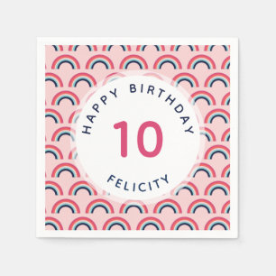 Pink Party Personalized Name Age Pink Blue Napkin