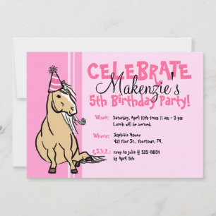 Pink Party Pony Girls Birthday Invitation