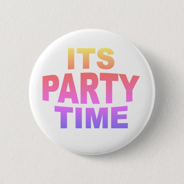 Pink Party Time 2 Inch Round Button (Front)