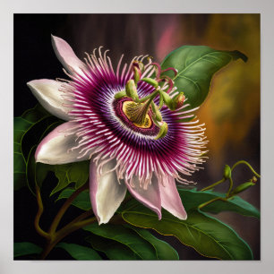 Pink Passion Flower Art Imprimer Poster