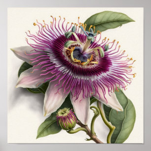 Pink Passion Flower Art Print Poster