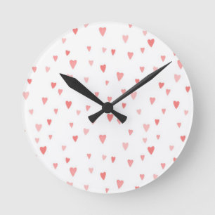 PINK PASSION HEARTS ROUND CLOCK