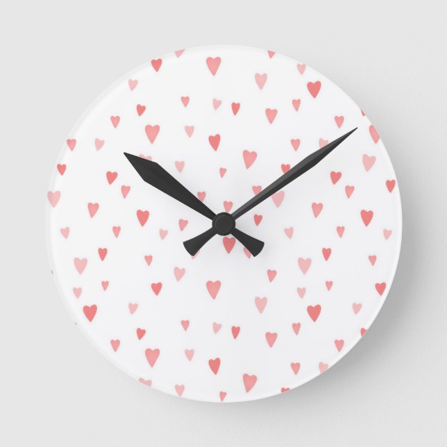 PINK PASSION HEARTS ROUND CLOCK (Front)