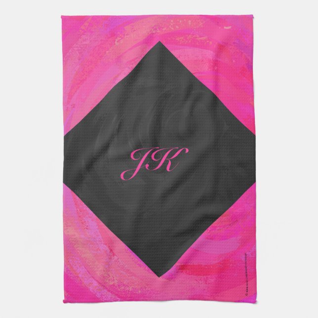 Pink Passion Monogram Kitchen Towel (Vertical)
