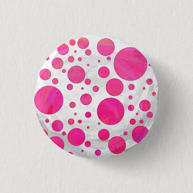 Pink Passion Polka Dot Pattern 1 Inch Round Button (Front)