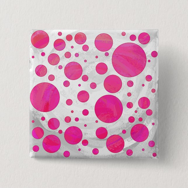 Pink Passion Polka Dot Pattern 2 Inch Square Button (Front)