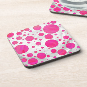 Pink Passion Polka Dot Pattern Coaster