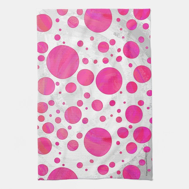 Pink Passion Polka Dot Pattern Kitchen Towel (Vertical)