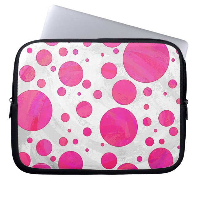 Pink Passion Polka Dot Pattern Laptop Sleeve (Front)