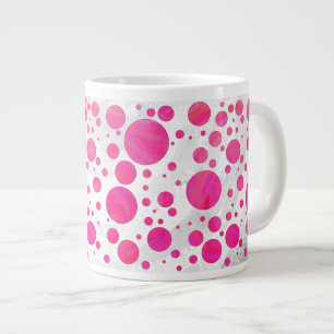 Pink Passion Polka Dot Pattern Large Coffee Mug
