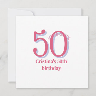 PINK PASTEL 50 birthday anniversary add name date