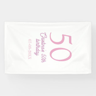 PINK PASTEL 50 birthday anniversary add name date  Banner