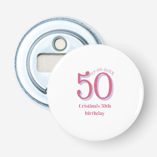 PINK PASTEL 50 birthday anniversary add name date Bottle Opener
