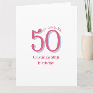 PINK PASTEL 50 birthday anniversary add name date  Card