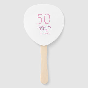 PINK PASTEL 50 birthday anniversary add name date  Hand Fan