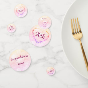 Pink Pastel 90th birthday design Confetti