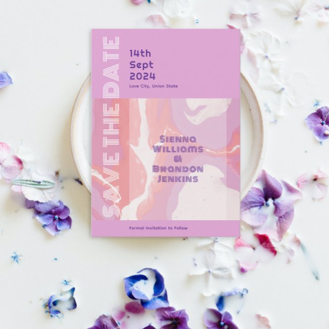 Pink Pastel Abstract Art Save The Date Card (Creator Uploaded)