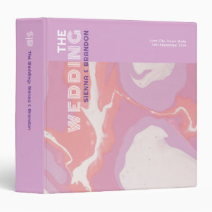 Pink Pastel Abstract Art Wedding Photo Album Binder