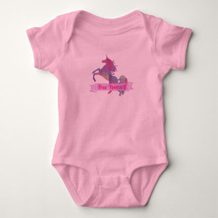Pink Pastel Abstract Unicorn Silhouette Baby Bodysuit