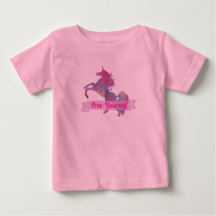 Pink Pastel Abstract Unicorn Silhouette Baby T-Shirt