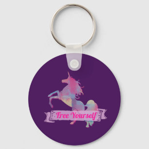 Pink Pastel Abstract Unicorn Silhouette Keychain