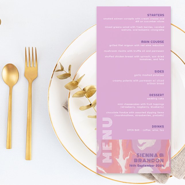 Pink Pastel Abstrait Art Menu Mariage (Créateur téléchargé)