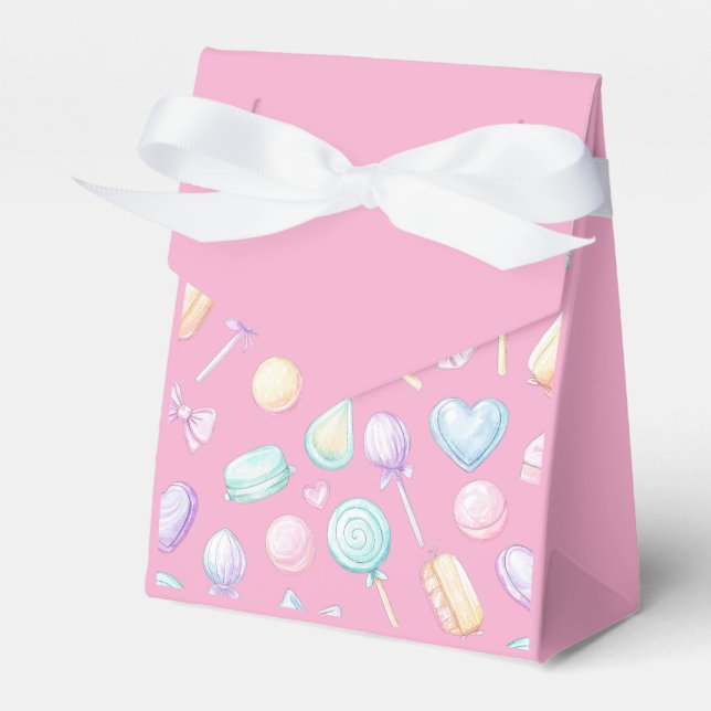 "Pink Pastel Balloon and Heart Favour Box" Favor Box (Front Side)