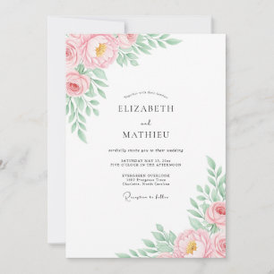 Pink Pastel Bloom Romance Wedding Invitation