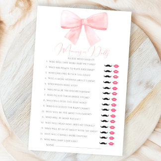 Pink Pastel Bow Mommy Or Daddy Guess Who Game