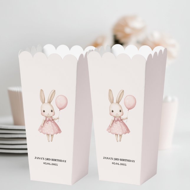 : Pink Pastel Bunny Easter Kids Birthday Favor Box (Creator Uploaded)