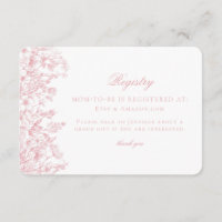 Pink Pastel Chinoiserie Floral Baby Registry Card