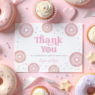 Pink Pastel Doughnut Baby Sprinkle Thank You Card