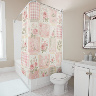 Pink Pastel Floral & Gingham Quilt Patchwork