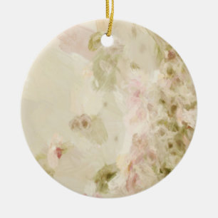 Pink Pastel Flowers Ceramic Ornament