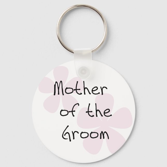 Pink Pastel Flowers Mother of Groom Keychain (Front)
