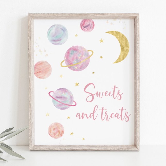 Pink Pastel Galaxy Space Sweet Treats Party Sign (Creator Uploaded)