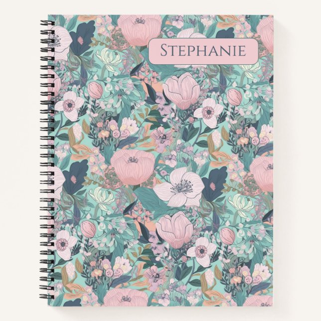 Pink Pastel Garden Floral Notebook (Front)