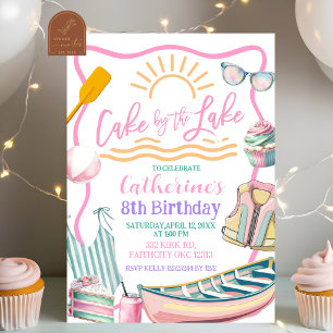 Pink pastel girl Lake party birthday invitation