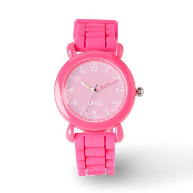Pink Pastel Girls Personalized Kids Watch  (Front)