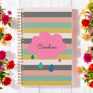 Pink Pastel Girly Stripes Cute Planner