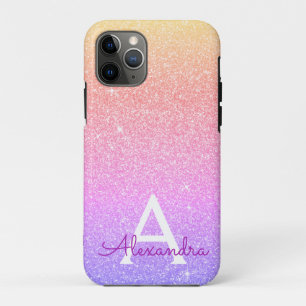 Pink Pastel Glitter and Sparkle Monogram iPhone 11 Pro Case