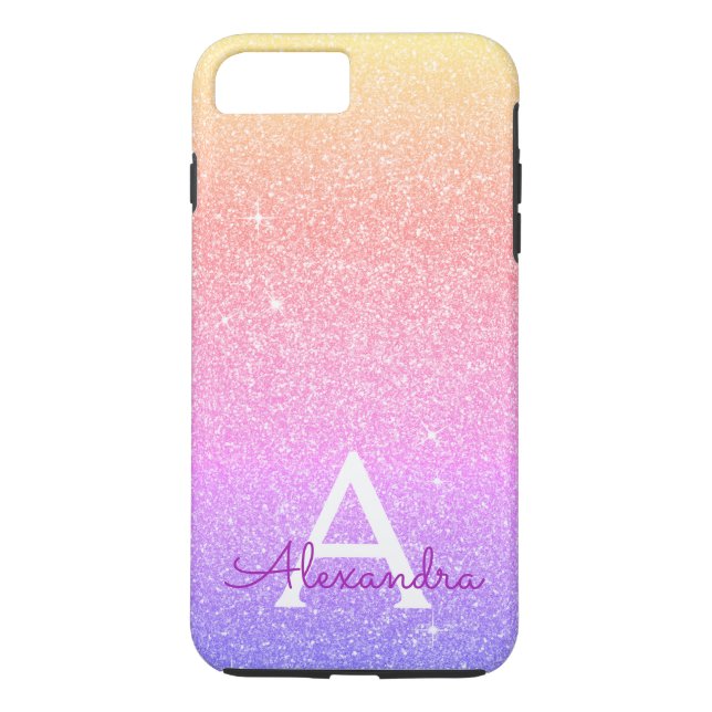 Pink Pastel Glitter and Sparkle Monogram Case-Mate iPhone Case (Back)
