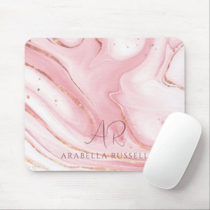 Pink Pastel Gold Glitter Marble Customizable Mouse Pad
